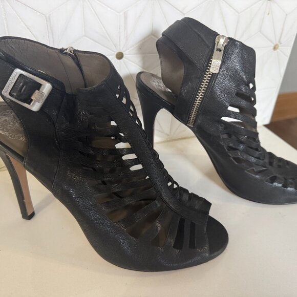 Vince Camuto Open Toe Heeled Gladiator Buckle/Zipper Ankle booties Sz 9 - Picture 4 of 8